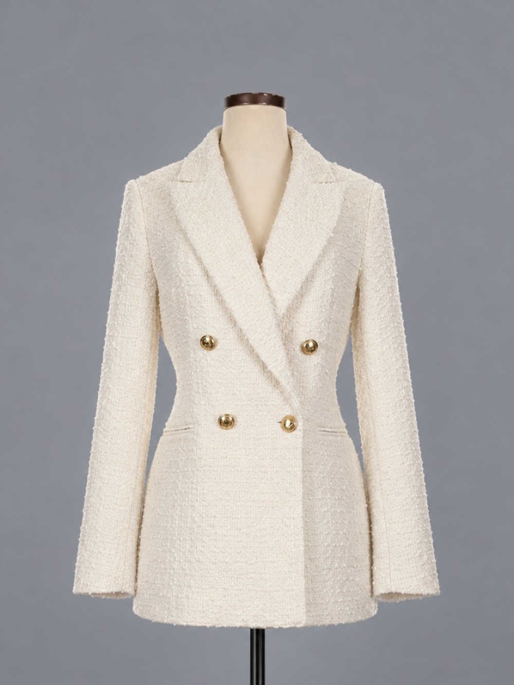 H&M Ivory Bouclé Double Breasted Blazer – Size S NWT